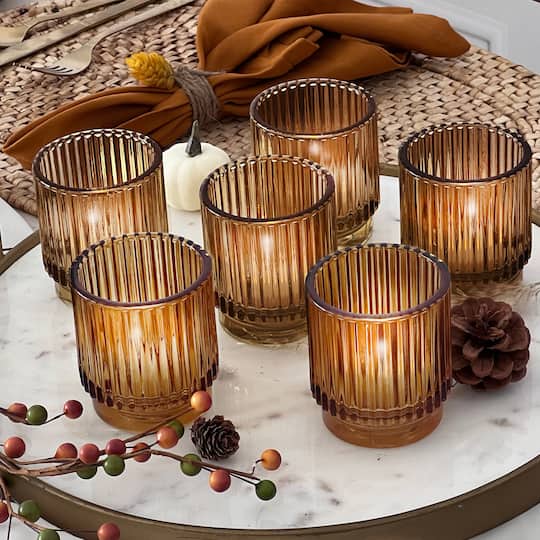 Kate Aspen® Ribbed Glass Votive Candle Holder Set